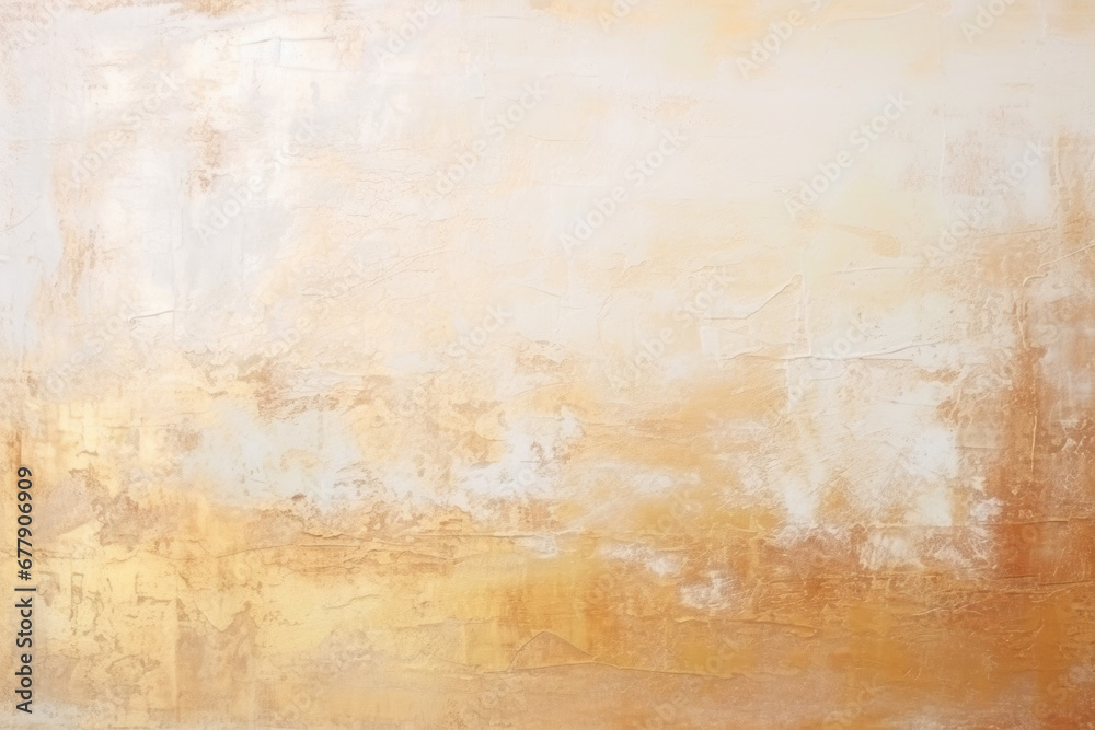 white and gold abstract background with artistic spatula palette knife on canvas