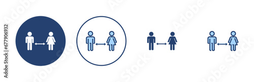 Social distancing vector. social distance sign and symbol. self quarantine sign