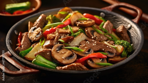 Beef And Mushroom Stir Fry Natural Color , Background For Banner, HD