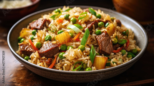 Beef And Potato Fried Rice Natural Color , Background For Banner, HD
