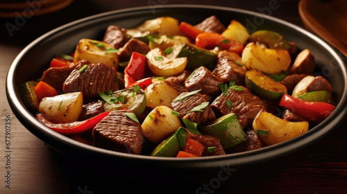 Beef And Potato Stir Fry Natural Colors  , Background For Banner, HD