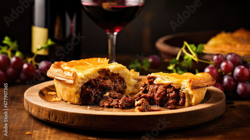 Beef And Red Wine Pie Natural Colors, Background For Banner, HD