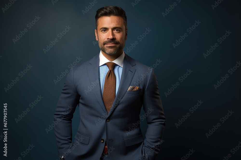 portrait of a businessman on blue background, director wearing suit and tie portrait of a businessman on blue background, director wearing suit and tie