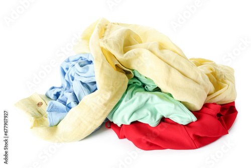 Pile of dirty laundry isolated on white background