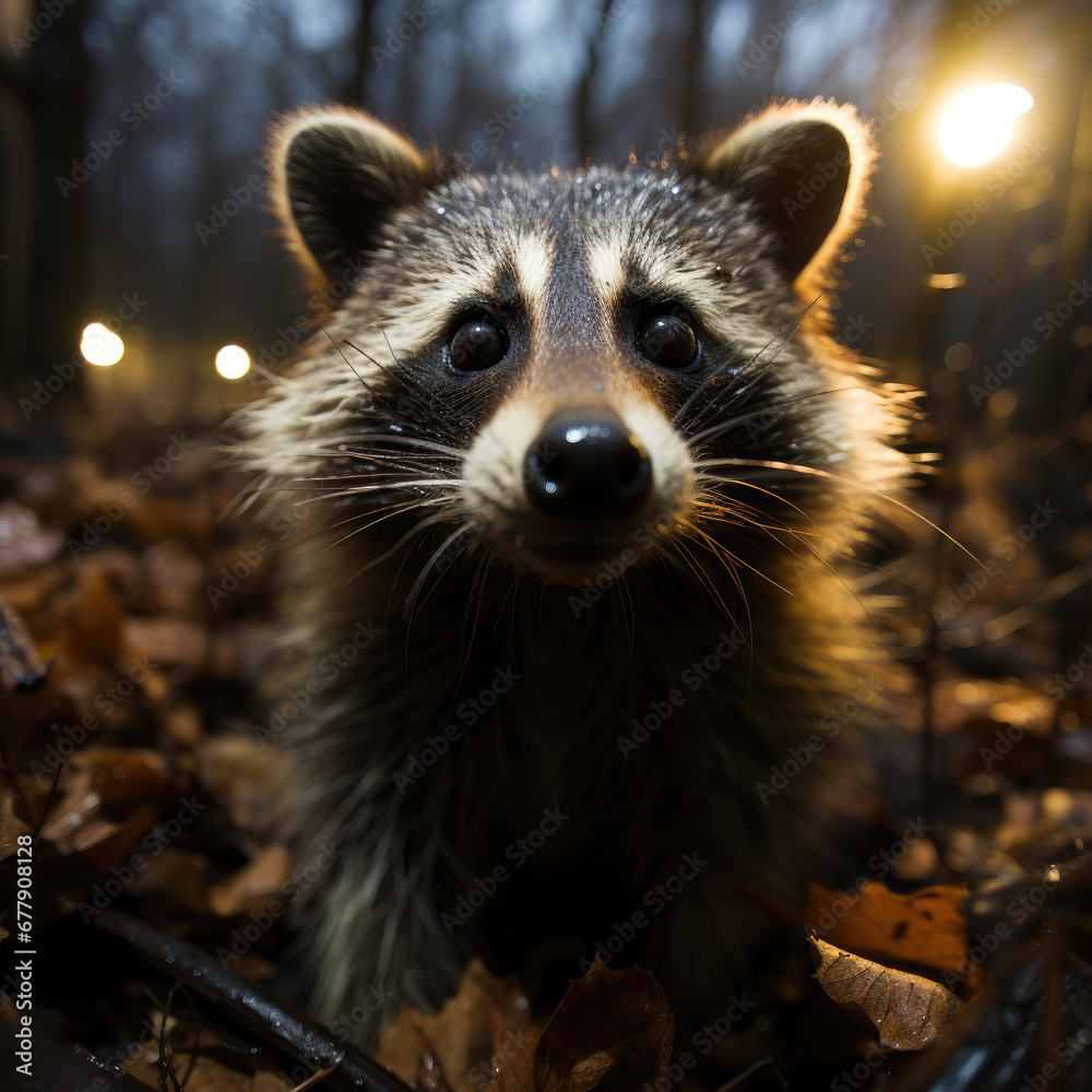 A Curious Raccoon Is Foraging For Berries In The Moon , Background For Banner, HD