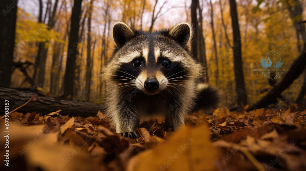 A Curious Raccoon Is Foraging For Food Amidst Fallen , Background For Banner, HD A Curious Raccoon Is Foraging For Food Amidst Fallen , Background For Banner, HD