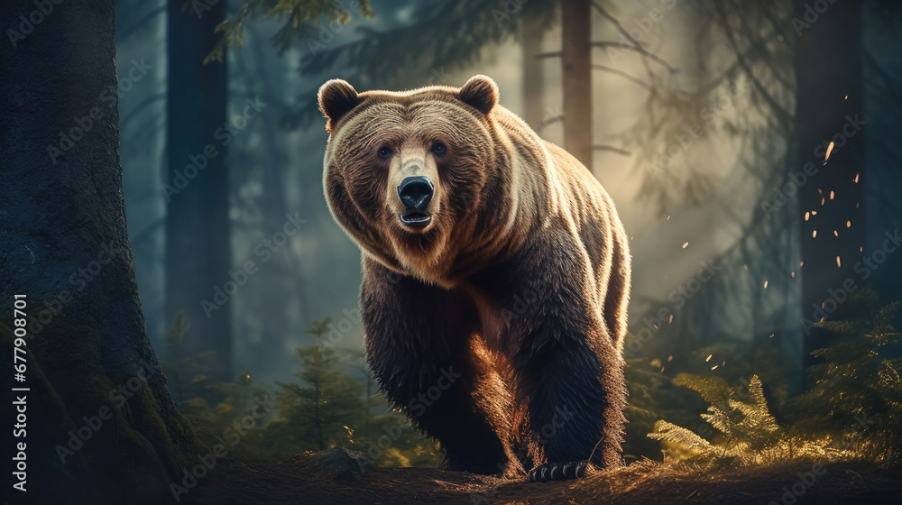 Obraz premium A Majestic Bear Is Standing Proudly Amidst, Background For Banner, HD