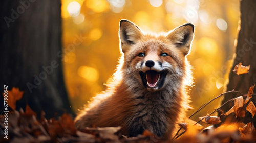 A Playful Fox Is In The Autumn Forest, Background For Banner, HD