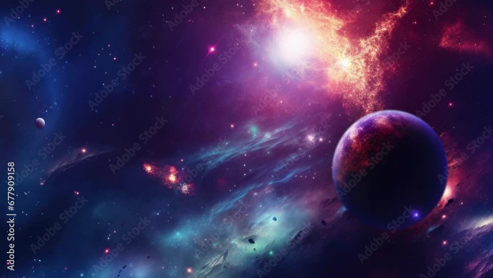 planets on the background of deep space with nebulae and stars