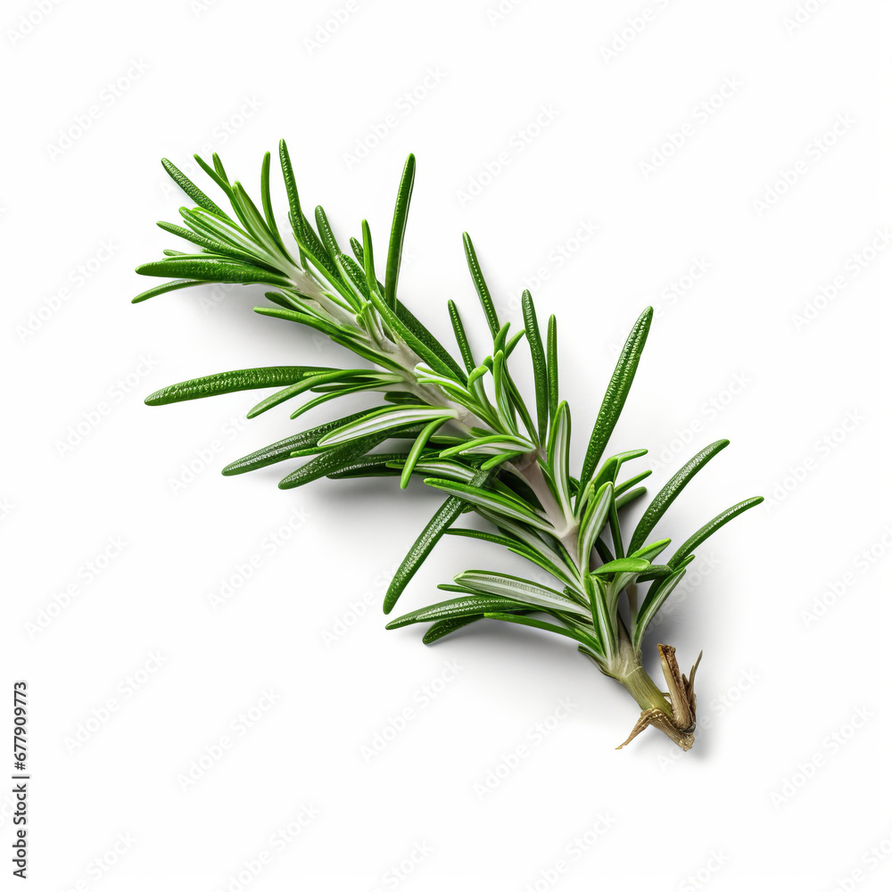 Fototapeta premium Fresh rosemary showcased with quality lighting on a white background.generative ai