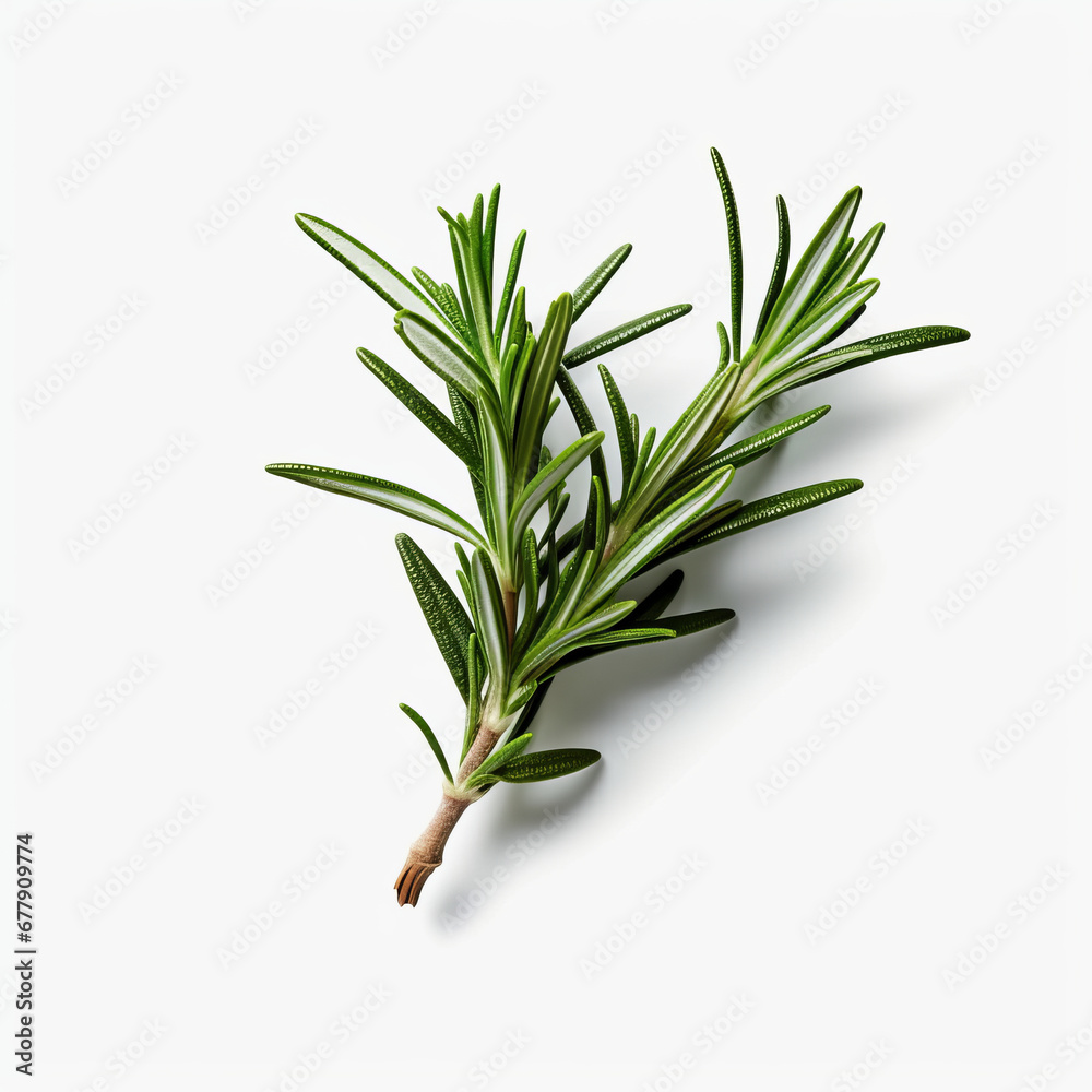 Fototapeta premium Fresh rosemary showcased with quality lighting on a white background.generative ai