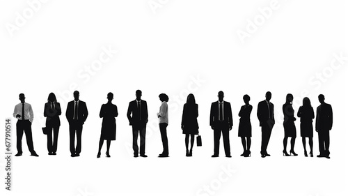 silhouettes in a row of business people isolated on a white background  a silhouette of a group of people businessmen for design and layer overlay