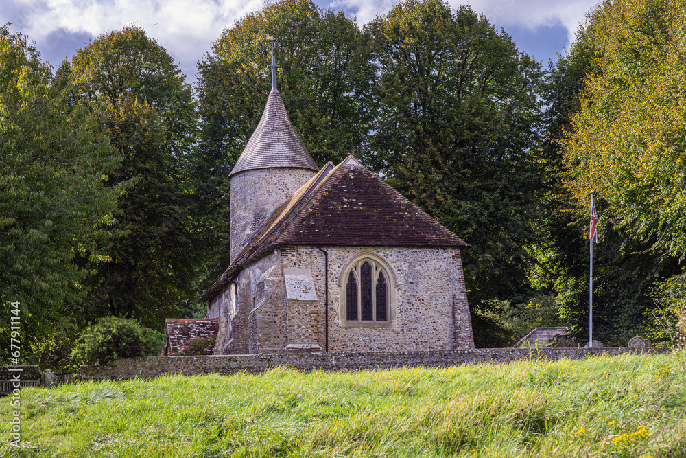 Southease, St Peter's church nested in the trees, East Sussex, England Southease, St Peter's church nested in the trees, East Sussex, England
