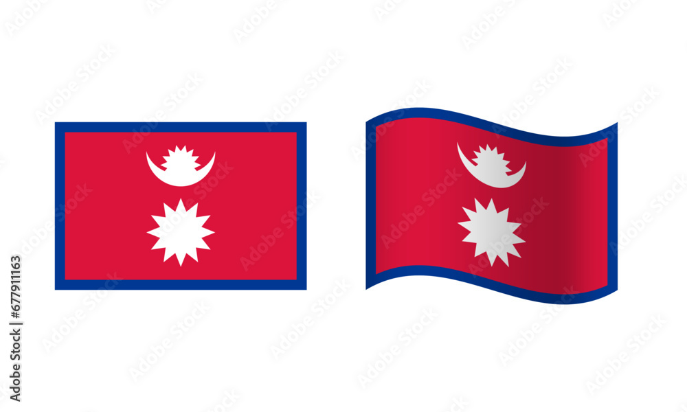 Rectangle and Wave Nepal  Flag Illustration