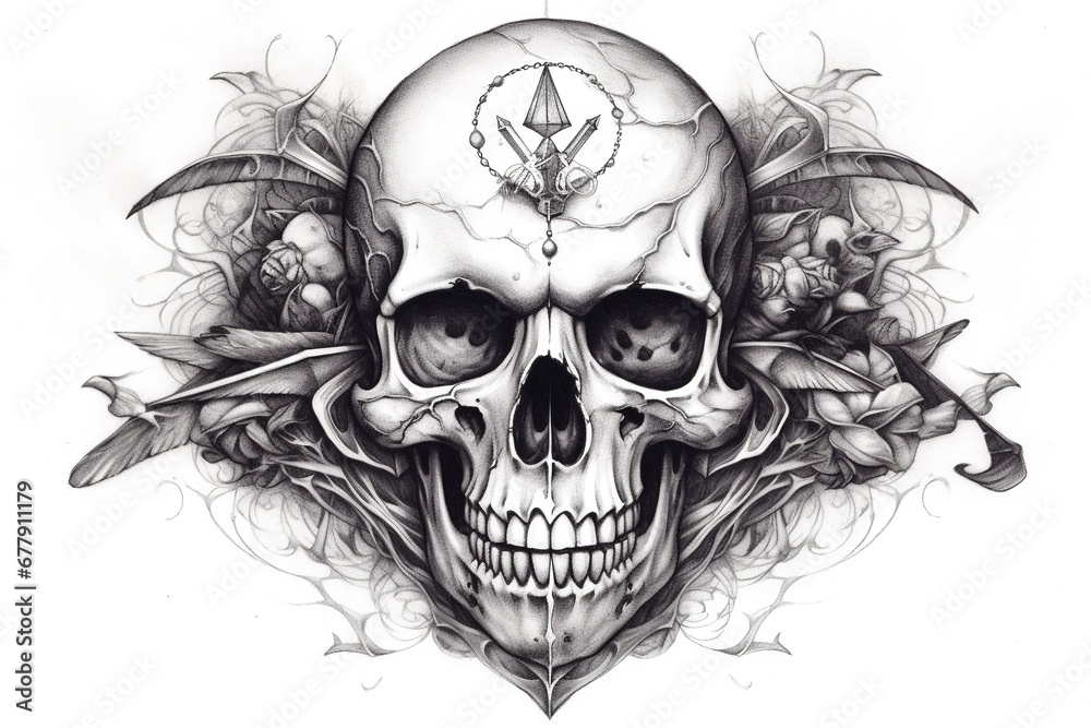 Obraz premium Tattoo, patterns applied to the body. Sketches of drawings, in a creative style. Art sketch, stencil for redrawing. Drawing on the human skin.