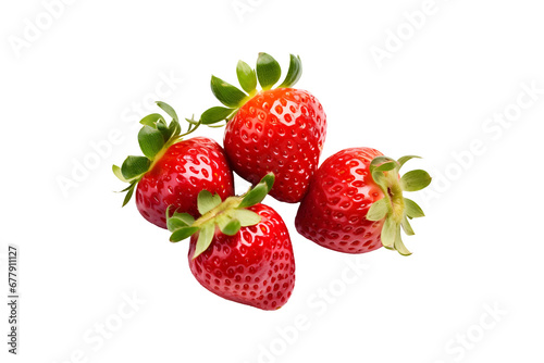 Fresh Strawberries isolated on transparent background  AI