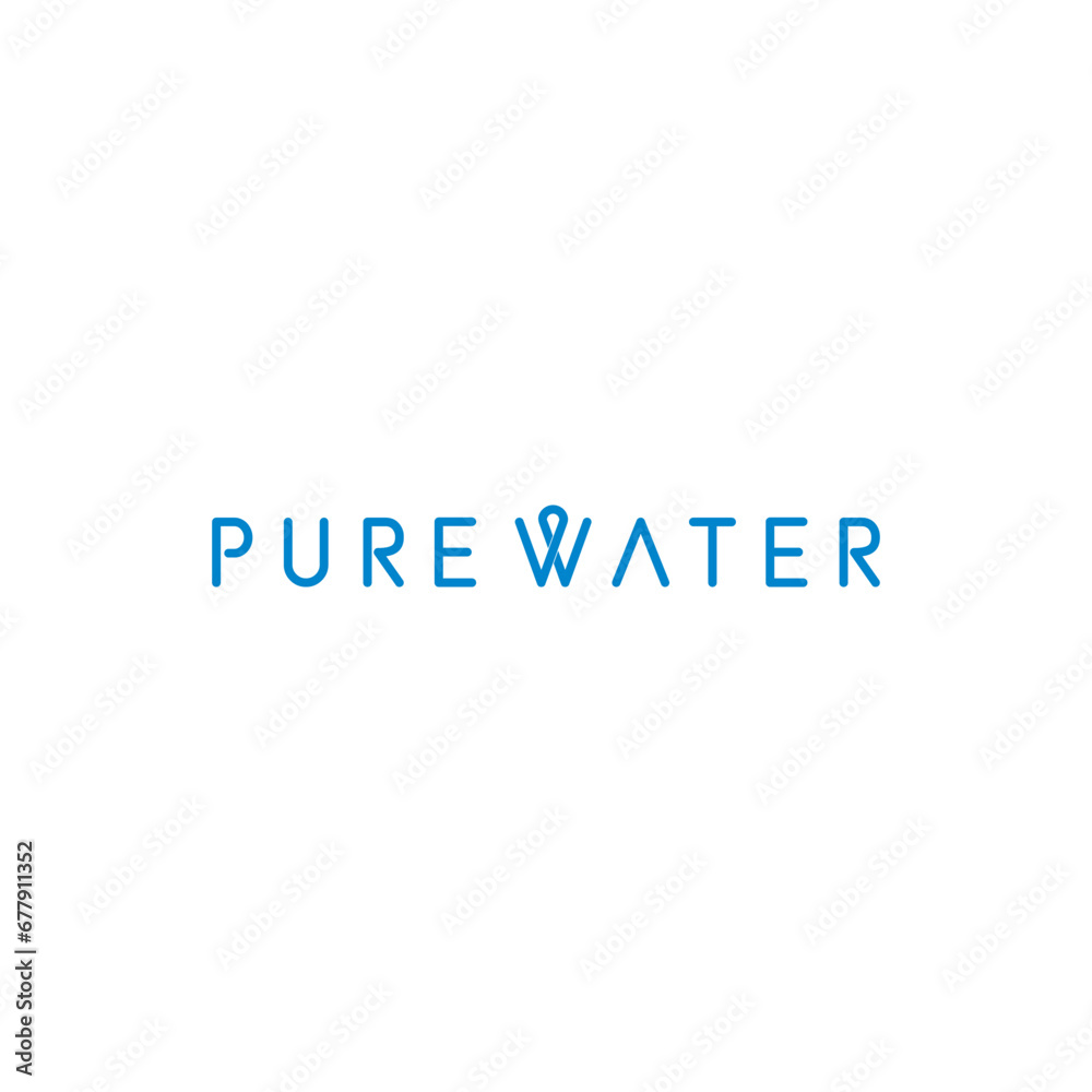 Business name pure water typography nature organic health medical medicine premium business solution Abstract Logo Icon design vector modern minimal style illustration emblem sign symbol logotype