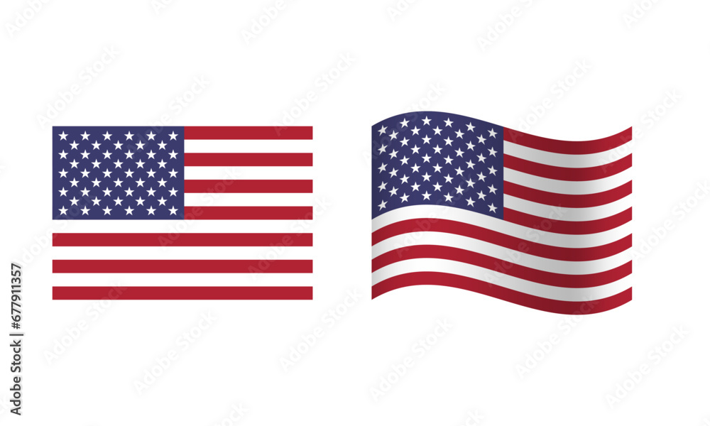 Rectangle and Wave USA Flag Illustration Rectangle and Wave USA Flag Illustration