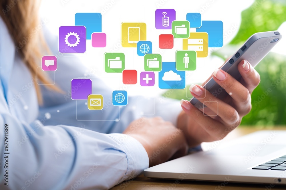 Social media concept, a person use smartphone