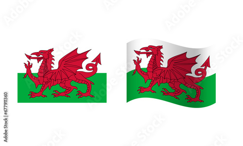 Rectangle and Wave Wales Flag Illustration