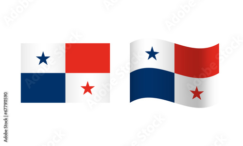 Rectangle and Wave Panama Flag Illustration