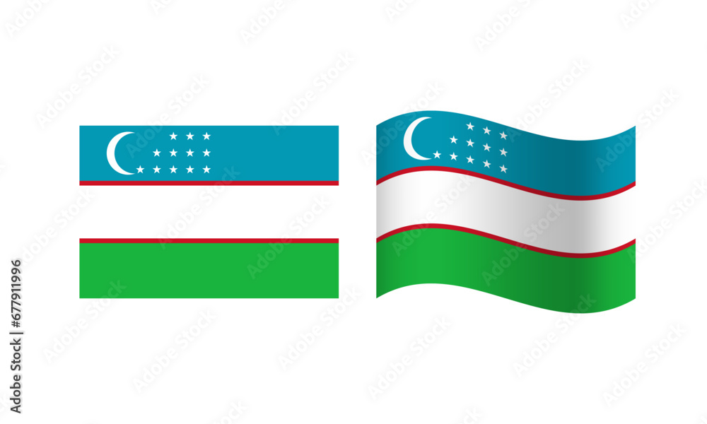Rectangle and Wave Uzbekistan Flag Illustration Rectangle and Wave Uzbekistan Flag Illustration