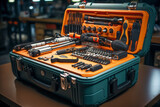 A close-up of a well-organized tool chest in a car service garage, showcasing the precision tools used by mechanics for efficient and accurate repairs.