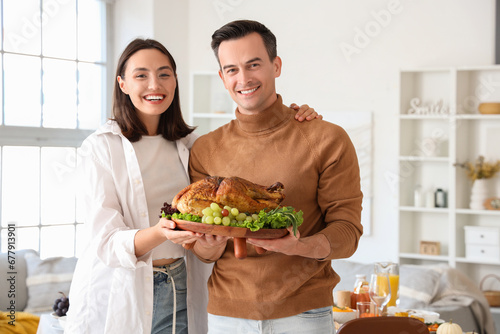 Young couple with tasty tur...