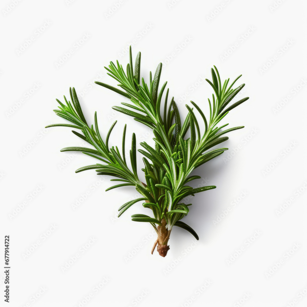 Fresh rosemary showcased with quality lighting on a white background.generative ai
