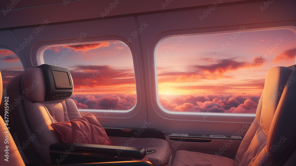 Luxury Plane Interior. VIP Plane. Sky Elegance Amidst the clouds.