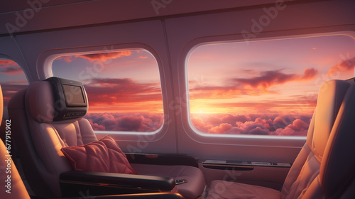 Luxury Plane Interior. VIP Plane. Sky Elegance Amidst the clouds. © Noize