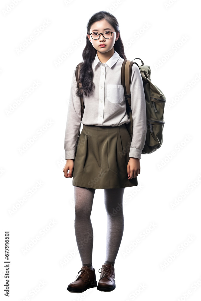 Young asian woman in school uniform on transparent background Young asian woman in school uniform on transparent background
