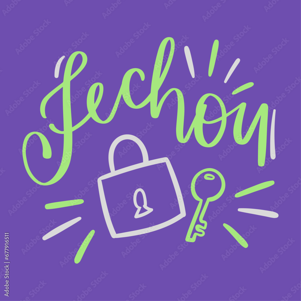Fechou. Closed in brazilian portuguese. Modern hand Lettering. vector.