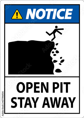 Notice Sign Open Pit, Stay Away