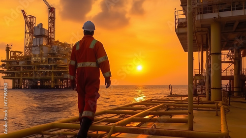 Offshore oil rig operator during maintenance.generative ai