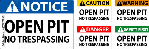 Danger Sign Open Pit - No Trespassing