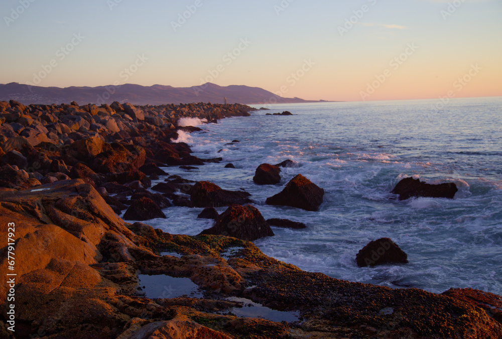 California sunset on the rocky coast California sunset on the rocky coast
