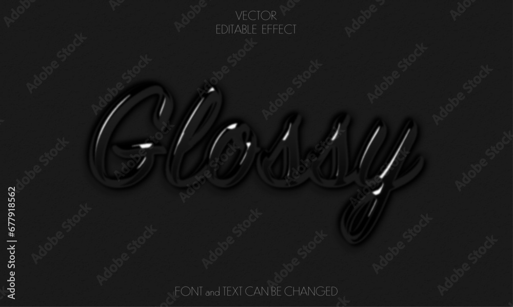 VECTOR royal glossy editable text effect - embossed black - obrazy, fototapety, plakaty 