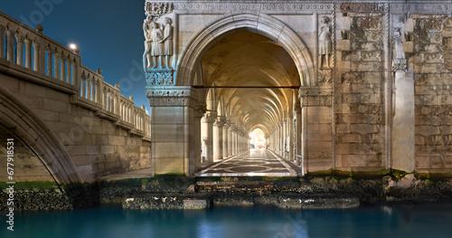 Ancient arches of Doge s Palace St. Marc Square  Venice  Italy