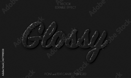 VECTOR royal glossy editable text effect - embossed glitter black
