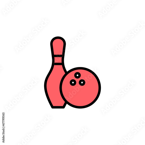 Bowling icon set illustration. bowling ball and pin sign and symbol.