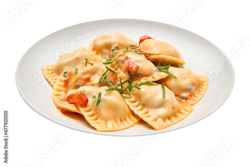 A Plate of Lobster Ravioli Isolated on a Transparent Background