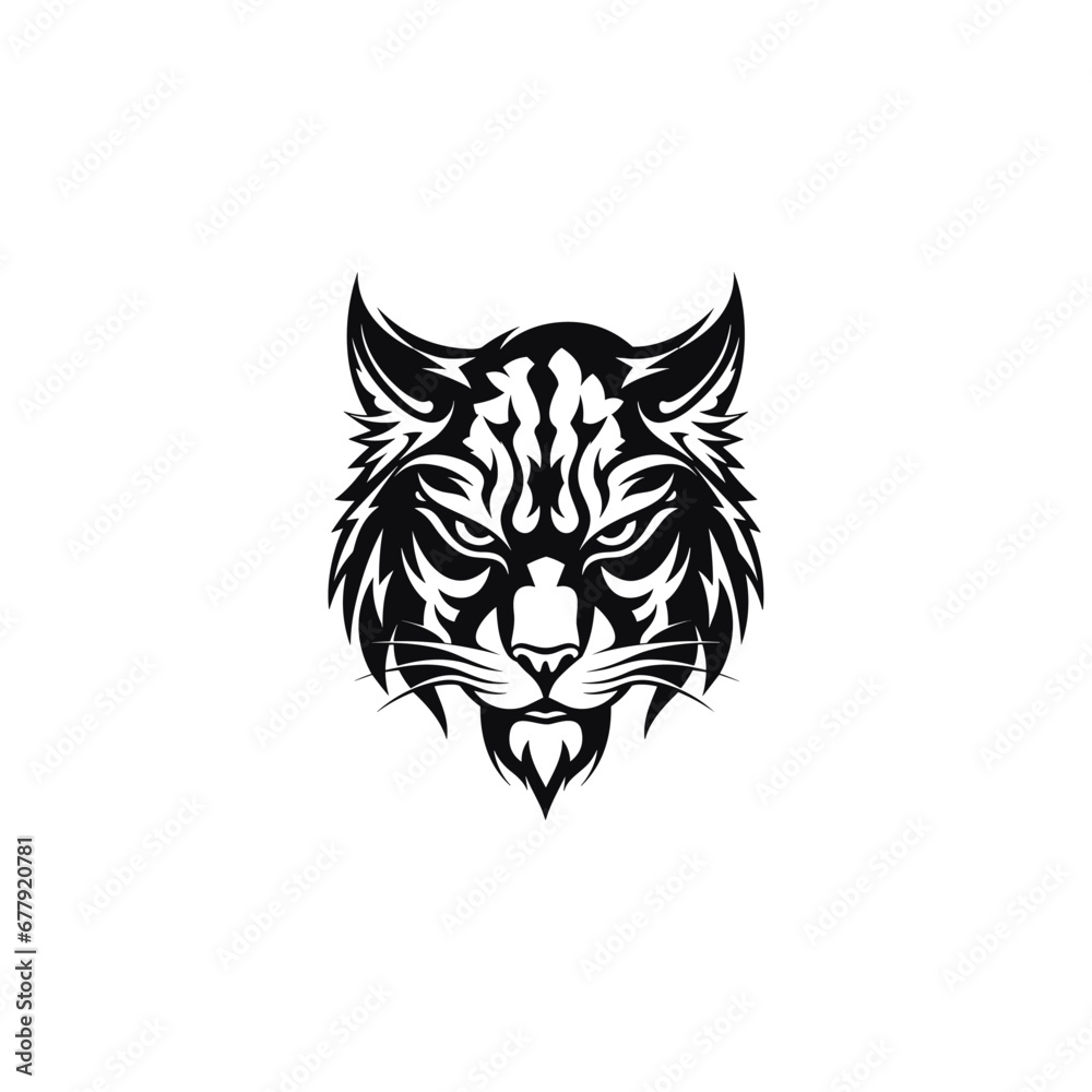 Bobcat Logo Monochrome Design Style. wild lynx logo Bobcat Logo Monochrome Design Style. wild lynx logo