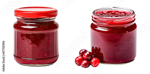 set of cranberry jam jars
