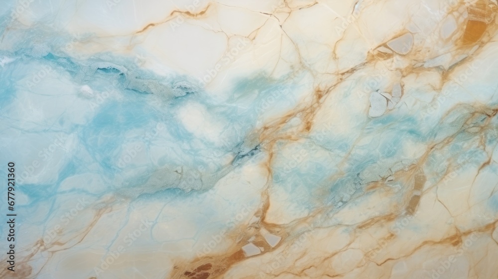 Naklejka premium Beige Marble with Aquamarine Horizontal Background. Abstract stone texture backdrop. Bright natural material Surface. AI Generated Photorealistic Illustration.