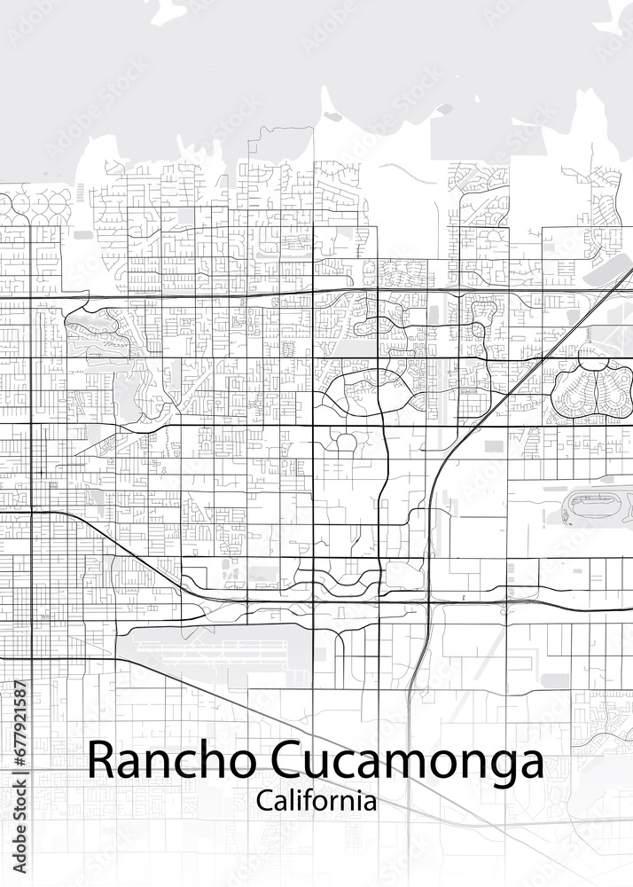 Rancho Cucamonga California minimalist map