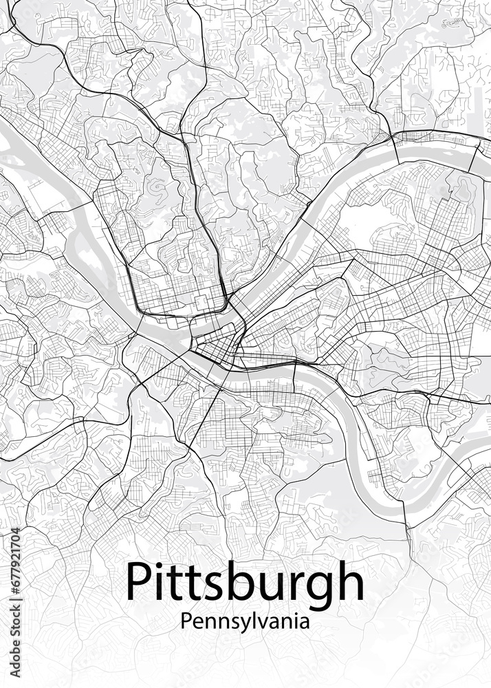 Pittsburgh Pennsylvania minimalist map