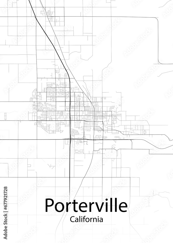 Porterville California minimalist map