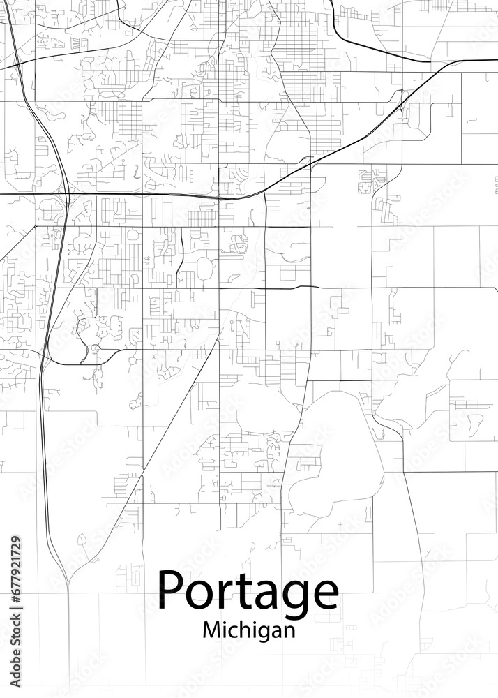Portage Michigan minimalist map