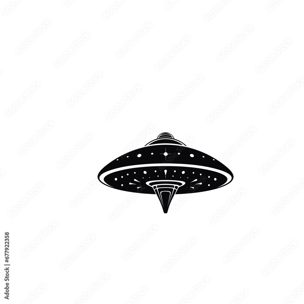 ufo icon illustration design, simple alien ship symbol vector